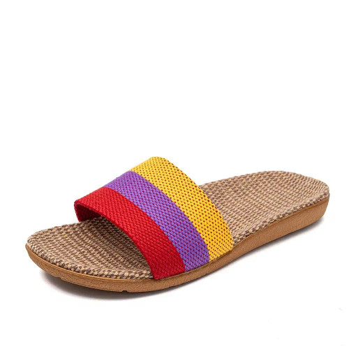 Color: Yellow, Shoe Size: 39 - Summer Linen Women'S Slippers Flat Sandals Home Color EVA Lightweigh F640-12000038148513725