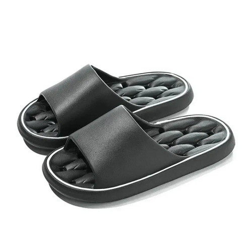 Color: black, Shoe Size: 44 - Bathroom House Slippers Leaking Quick-Drying Shower Slipper Light Wei F640-12000038180228947