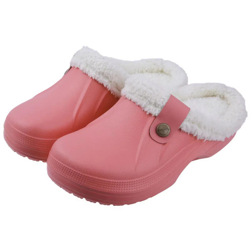 Color: Burgandy, Shoe Size: 35-36 - Crestar Women and Men Fur Lined Clogs Memory Foam Warm Fuzzy Sl F640-12000043868662959