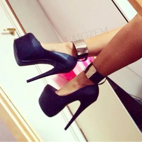 Color: black, Shoe Size: 17 - BERZIMER Women Platform Pumps Heels Sandals Stiletto Pumps Shoes Frau F640-10000015336262291