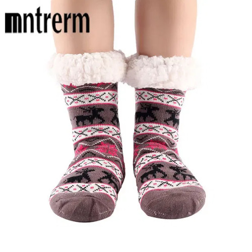 Color: Beige, Shoe Size: 38 - Glglgege twist stripes Winter Women Socks Women Non-slip Adult Floor  F640-12000020985836676