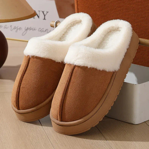 Color: Beige, Shoe Size: 36-37, Ships From: CHINA - Gacimy Warm Fur Plush Slippers For Women Fashio F640-12000044053689149