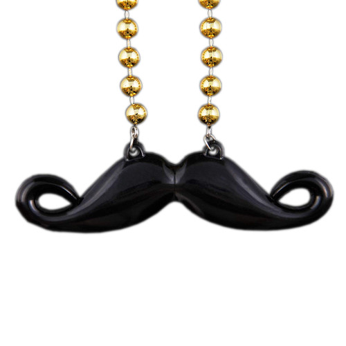Funky Mustache Beaded Necklace Black Pack of 12 A706-1240010