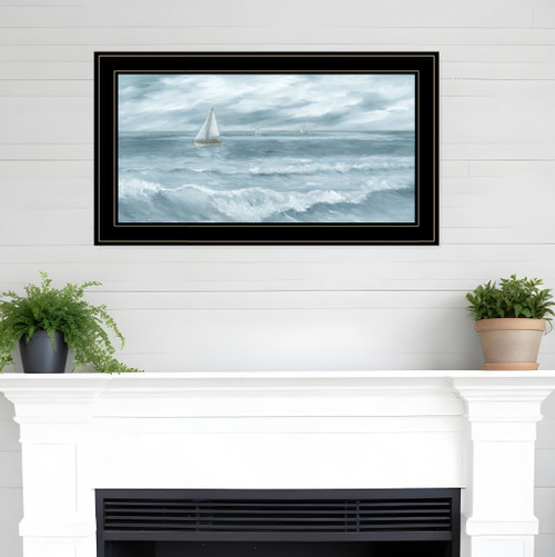 Three Sailboats Black Framed Print Wall Art N270-529951