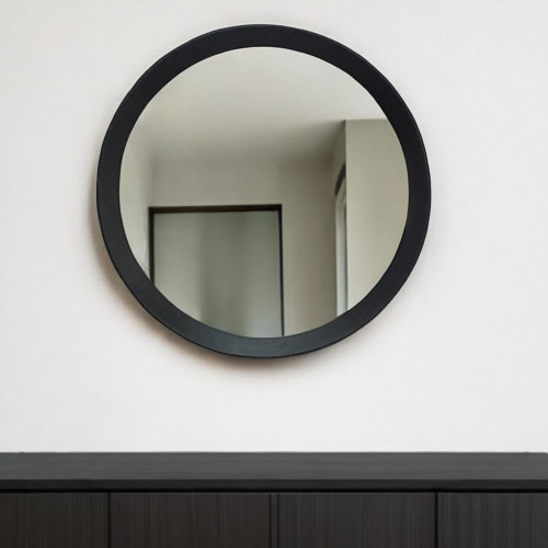 20" Dark Brown Round Wood Framed Accent Mirror N270-485114