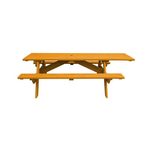 Natural Solid Wood Outdoor Picnic Table Umbrella Hole N270-525029
