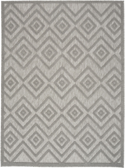 5' X 7' Silver Grey Argyle Indoor Outdoor Area Rug N270-479677