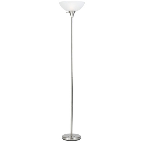 70" Nickel Torchiere Floor Lamp With White Frosted Glass Dome Shade N270-526230