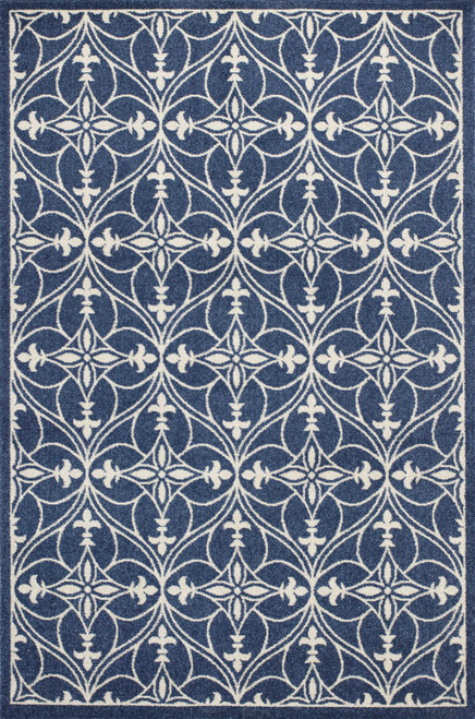 7' X 9' Denim Vintage Trellis Uv Treated Indoor Area Rug N270-352600