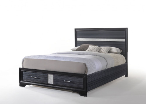 Beige And Black Upholstered Wooltwo Drawer Bed N270-347071