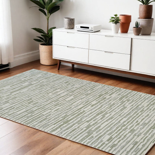 4' X 6' Beige and Green Abstract Distressed Area Rug N270-558896