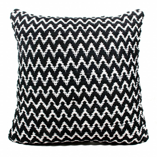 20" X 20" Black And White Polyester Chevron Zippered Pillow N270-516940