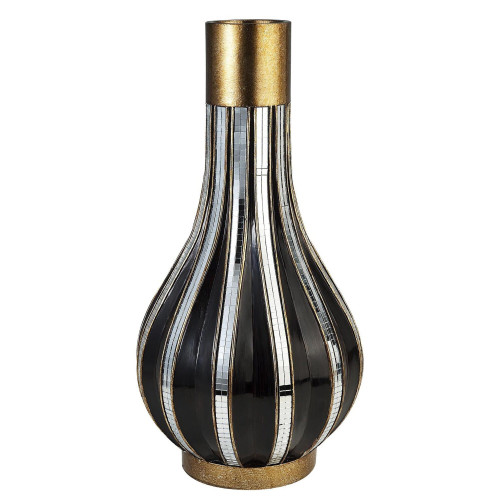 16" Gold and Black Striped Bud Polyresin Table Vase N270-468946