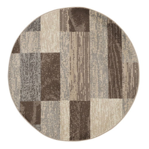 8' Round Slate Round Patchwork Power Loom Stain Resistant Area Rug N270-487107