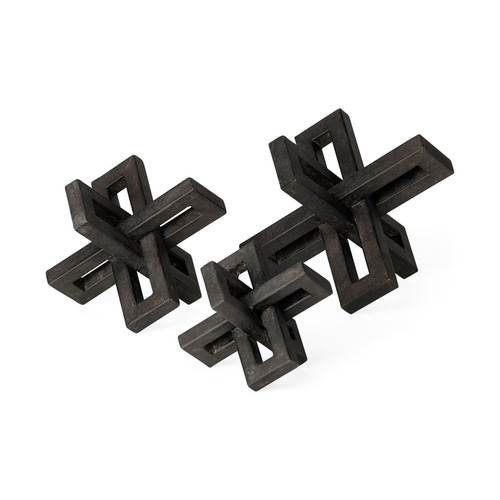 Set Of Three Black Metal Decorative Jacks N270-392515
