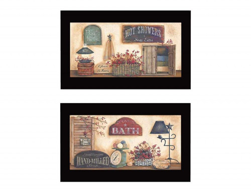 Set Of Two Bath 1 Black Framed Print Bathroom Wall Art N270-405668