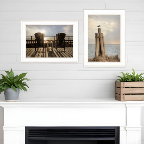 Set Of Two By The Sea White Framed Print Wall Art N270-407239