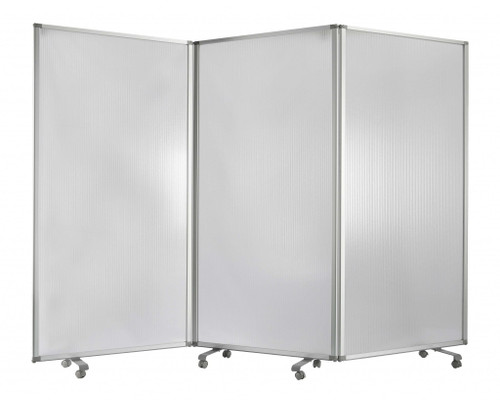 71" White Iron Folding Three Panel Screen Room Divider N270-348670
