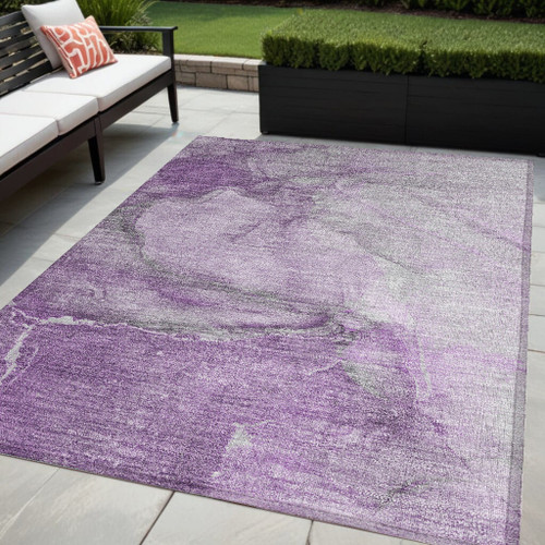 5' X 8' Lilac Abstract Washable Non Skid Indoor Outdoor Area Rug N270-560568