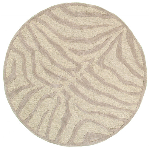 3' Round Taupe Zebra Pattern Area Rug N270-395614
