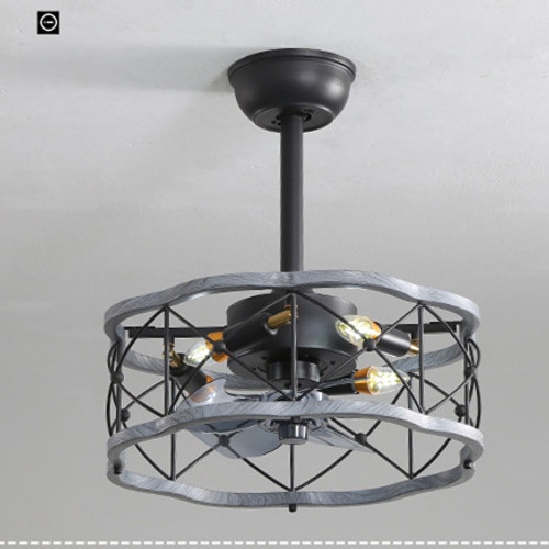 Color: Grey wood 45in diameter, power: 110V - Idyllic American Fan Lamp Nordic Minimalist Dining Ro Q119-CJSN163877006FU
