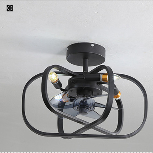 Color: Frosted black diameter47, power: 110V - Idyllic American Fan Lamp Nordic Minimalist Dining R Q119-CJSN163877008HS