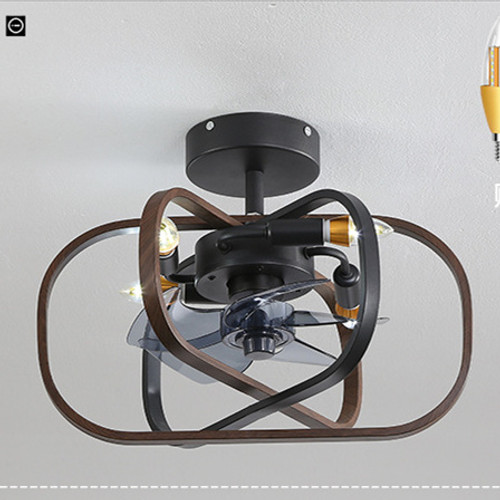 Color: Dark wood diameter47, power: 220V - Idyllic American Fan Lamp Nordic Minimalist Dining Room Q119-CJSN163877009IR