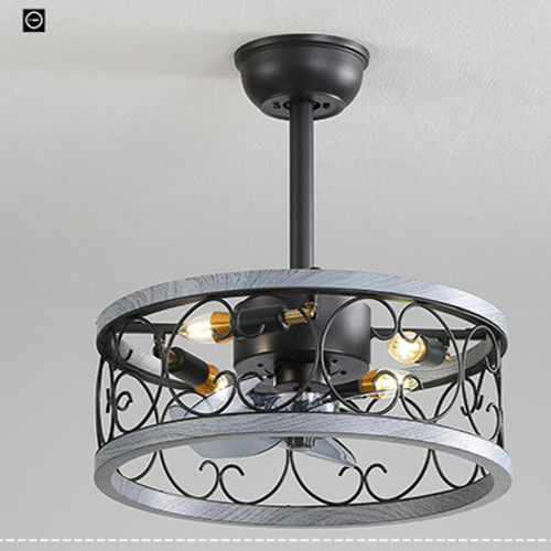 Color: Grey wood1 diameter45, power: 110V - Idyllic American Fan Lamp Nordic Minimalist Dining Room Q119-CJSN163877018RI