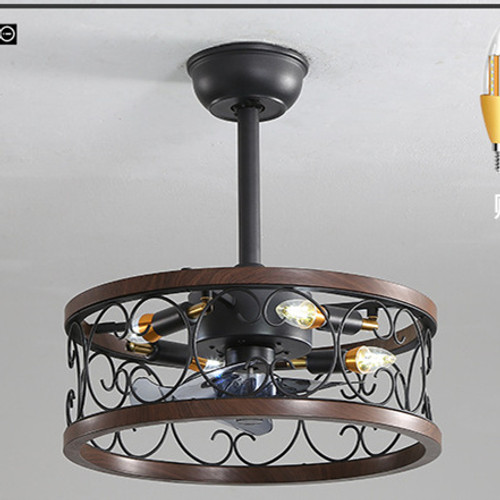 Color: Dark wood1 diameter45, power: 220V - Idyllic American Fan Lamp Nordic Minimalist Dining Room Q119-CJSN163877015OL