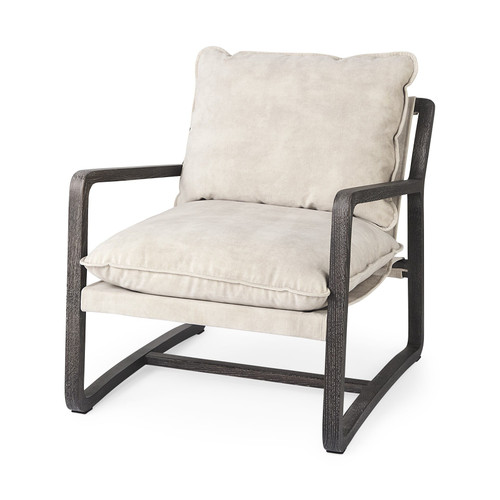 34" Cream And Black Fabric Lounge Chair N270-392007