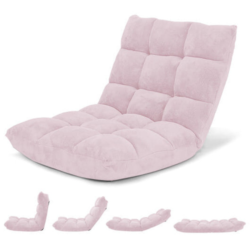 14-Position Adjustable Cushioned Floor Chair-Light Pink - Color: Light Pink D681-HV10355DF