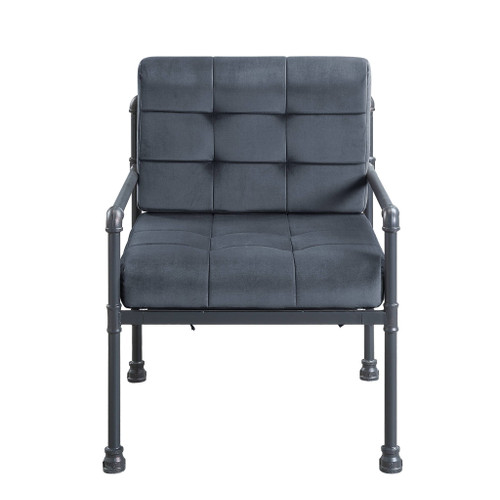 27" Gray Velvet And Steel Arm Chair N270-488099