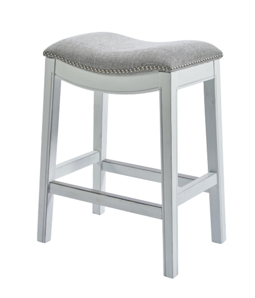 31" Light Gray And White Upholstered And Solid Wood Backless Bar Height Bar Chair N270-379937