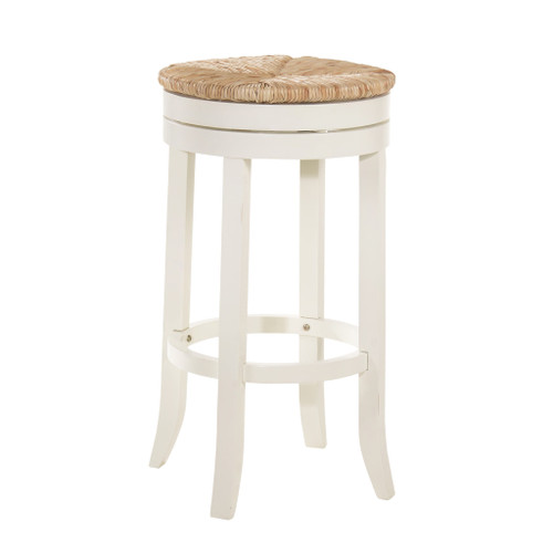 30" Natural And Antiqued White Solid Wood Swivel Backless Bar Height Bar Chair N270-516135