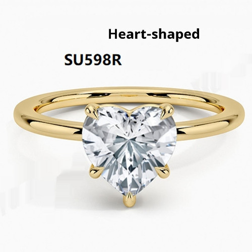 Color: 1 Karat Heart Shape, Size: Moissanite S925 Silver - 18K Gold Plated Ring Female Cultivation  Q119-CJYD228714325YB