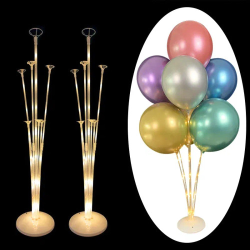 Color: Dark Khaki - 7Tubes Balloons Stand Balloon Holder Column Confetti Balloon Baby Shower Kids B F640-10000014430750120
