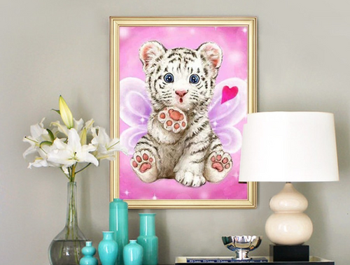 Size: 20x30cm - Tiger Diamond Embroidery Cross Stitch Cartoon Round Full Diamond Mosaic Set Q119-CJZS113988904DW