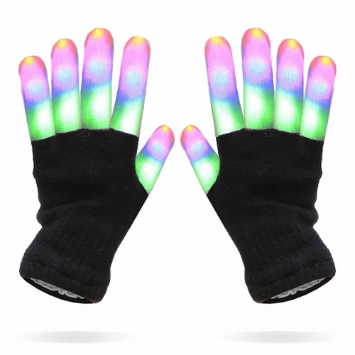 Multicolor Stripes LEDs Black Gloves A706-A7060