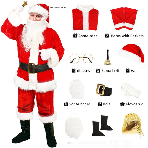 Color: Red Gold Velvet 11 Pieces, Size: L - Cosplay Christmas Performance Costume Q119-CJFY214596503CX
