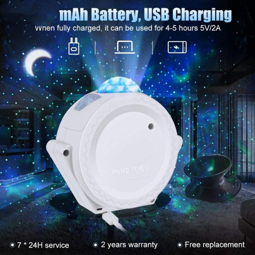 Color: Black, Model: US - LED Starry Sky Projector Light Moon Star Cloud Bluetooth Nig Q119-CJJJJRHD01128-Black-US