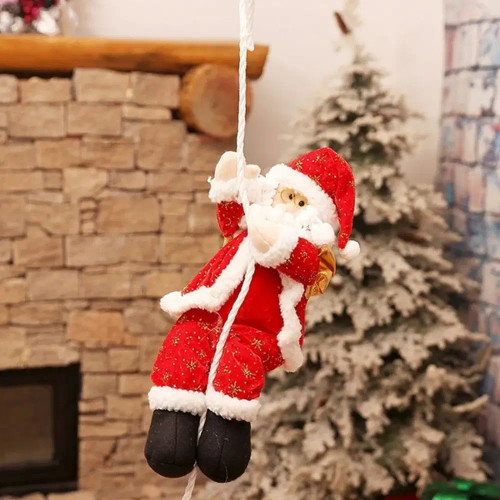 Color: Deep Sapphire - Merry Christmas  Hanging Santa Claus Climbing Rope Doll Pendant Christmas Tr F640-12000035564341457