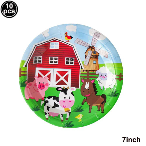 Color: Deep Sapphire - Farm House Fun Barnyard Animals Party Supplies Paper Plates Napkins CUps Far F640-12000039500346210