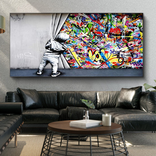 Size: 70x140cmx1p, Color: B - Yixi Cross-border Supply Inkjet Oil Painting Mural Single Graffiti Kid Q119-CJZS115634412LO