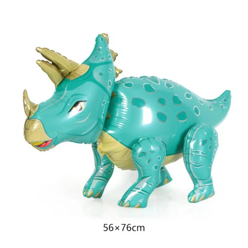 Color: iridescent, Ballon Size: 7inch - 3D Standing Dinosaur Balloon Cartoon T Rex Dino Foil Balloo F640-12000044406160837