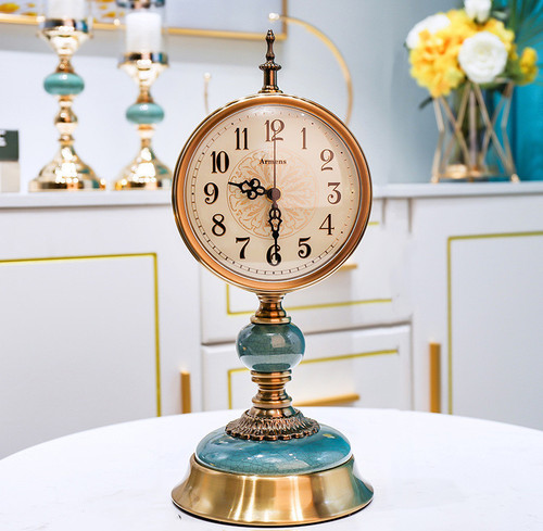 Color: Blue - Living Room Retro Desk Clock Clock Creative Home Porch TV Cabinet Clock Decoration Q119-CJZS107033302BY