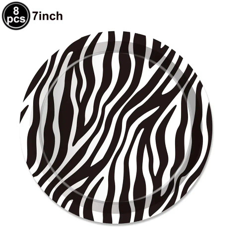 Color: Light Grey - Animal Print Disposable Tableware Leopard Printed Paper Plates Napkins for Birt F640-12000038859323980