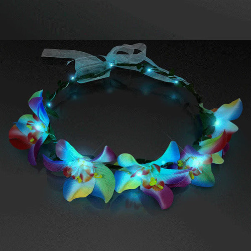 Light Up Tropical Orchid Floral Halo Crown Headband A706-A9080