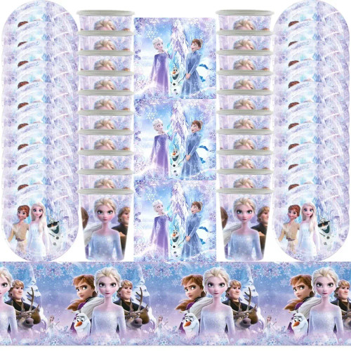 Color: GRAY, Ships From: CHINA - New Frozen Elsa Anna Party Decorations Snow Queen Theme Tableware  F640-12000036996363876