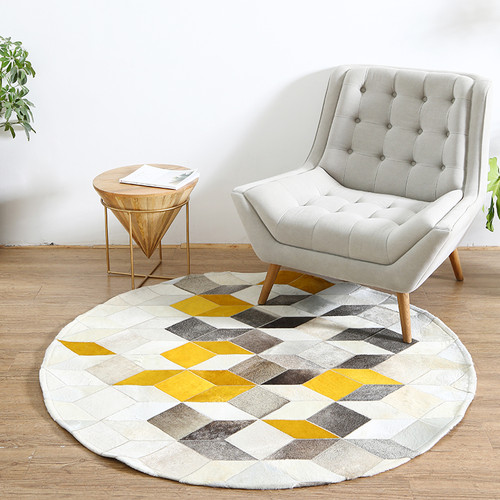 Color: Gold, Size: 120X120 - Basket swivel chair floor mat Q119-CJJJJRHD01930-Gold-120X120