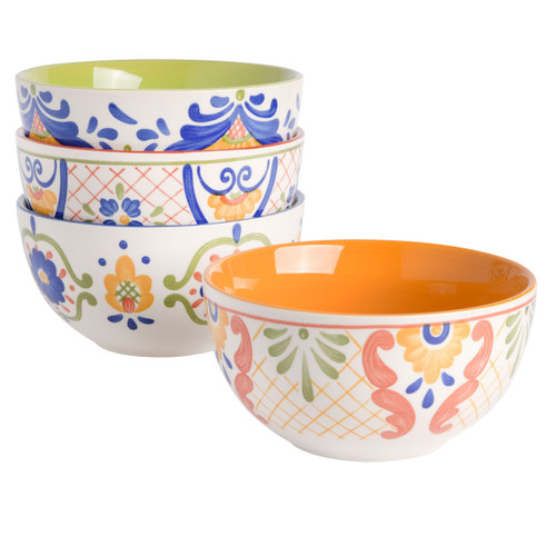 Laurie Gates Tierra 4 Piece 6 Inch Stoneware Cereal Bowl Set in Assorted Designs D970-130971.04RR